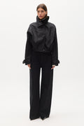 Koa Oversized Cropped Coat in Black, view 1, Bayse Brand