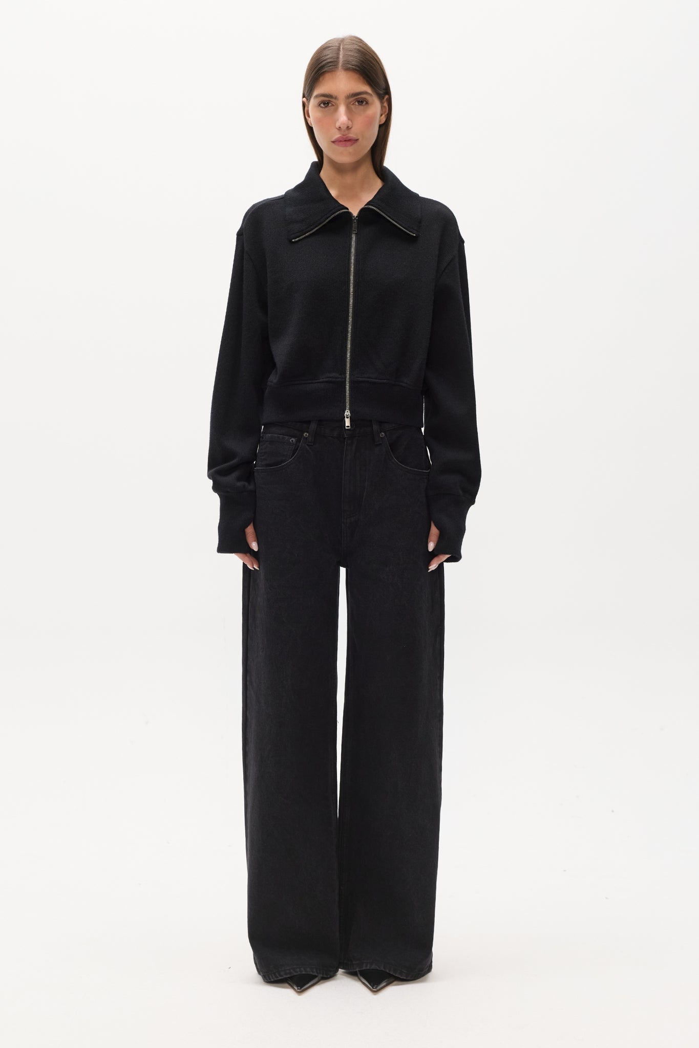 FLORENCE KNIT ZIP THROUGH - BLACK