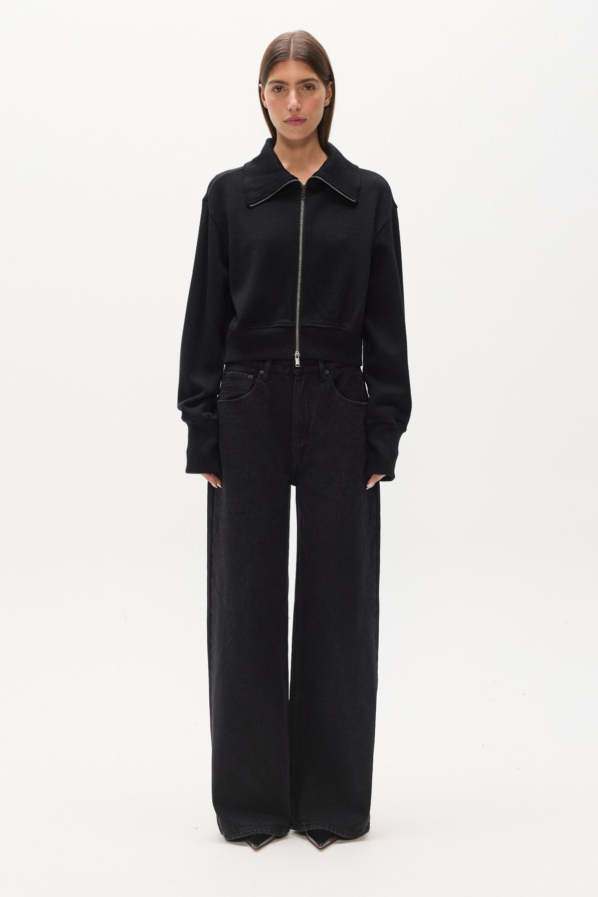 FLORENCE KNIT ZIP THROUGH - BLACK