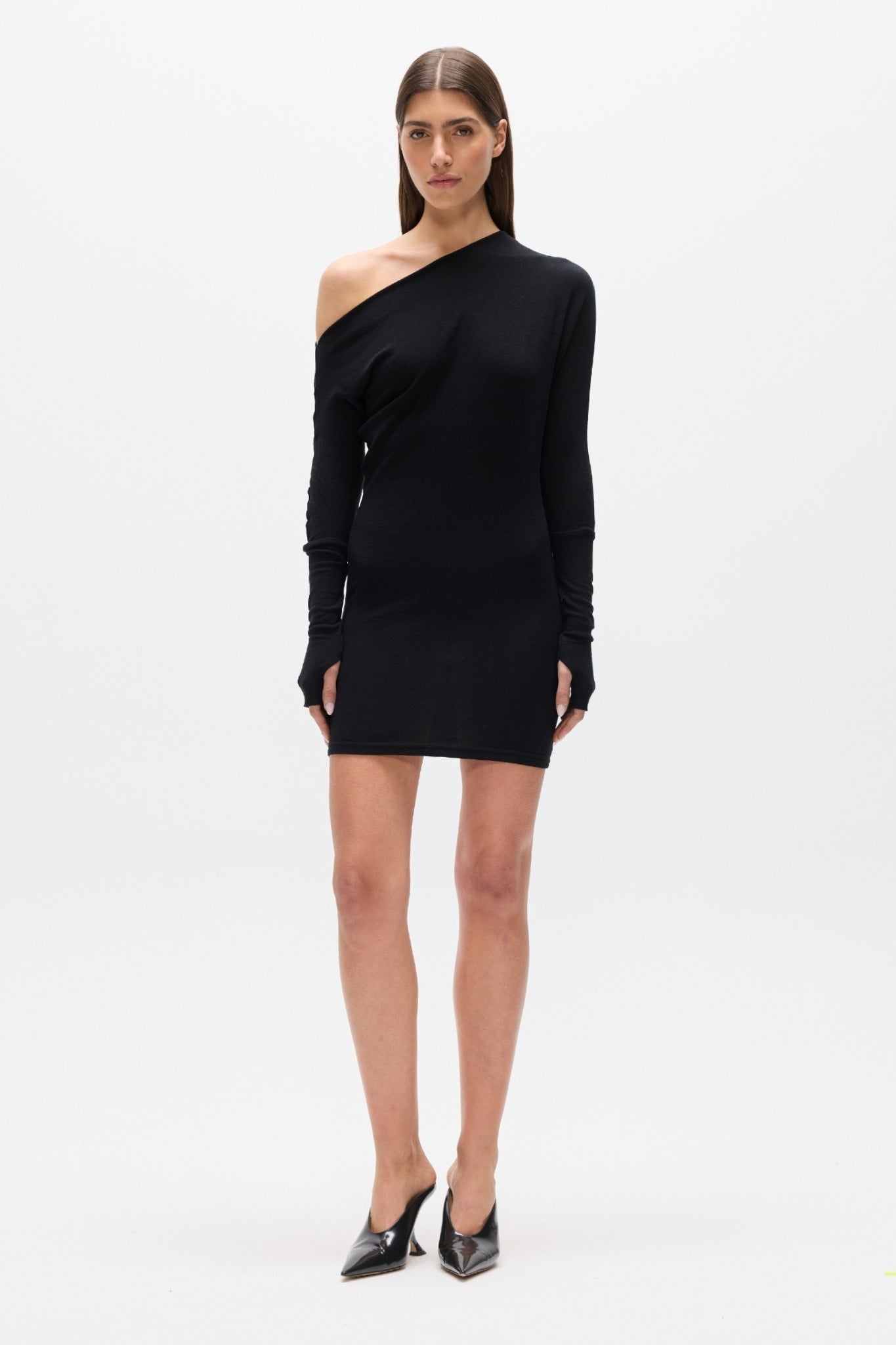 GISELLE KNIT MINI DRESS - BLACK