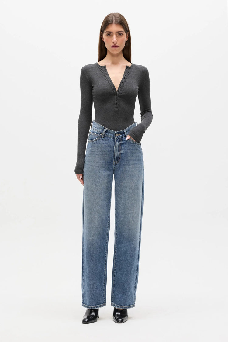 LARA BODYSUIT - DARK HEATHER GREY
