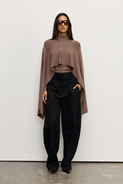 Sorella Fine Knit Poncho in Mouse Grey, view 1, Bayse Brand