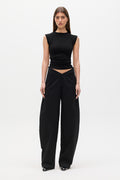 Elara Ribbed Crew Neck T-Shirt in Black, view 1, Bayse Brand