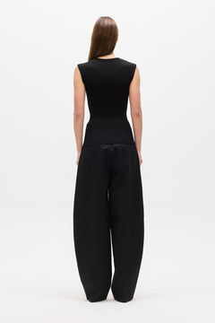 Elara Ribbed Crew Neck T-Shirt in Black, view 4, Bayse Brand