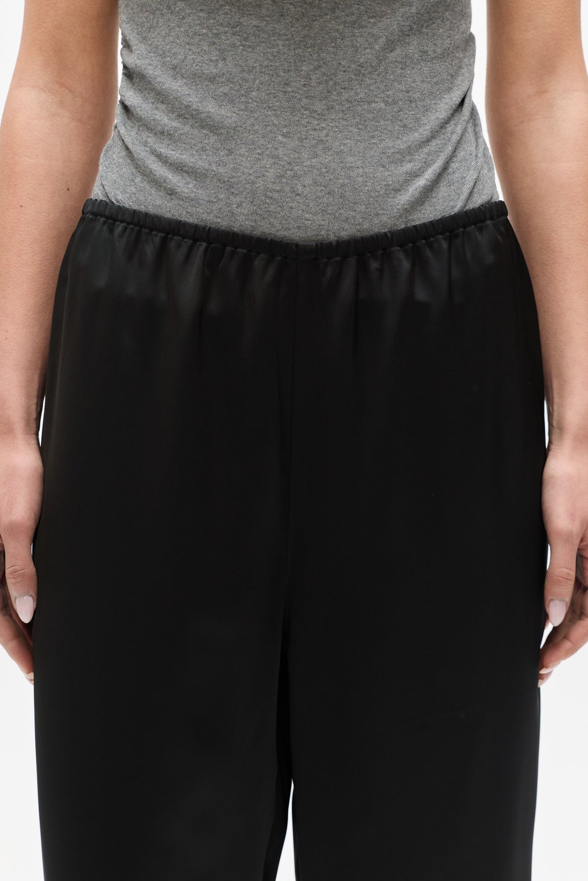 Enle Low Rise Straight Leg Pant in Black, view 2, Bayse Brand