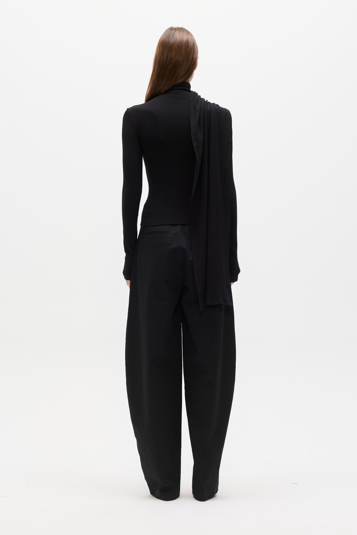 Estelle Draped Overlay High Neck Top in Black, view 5, Bayse Brand