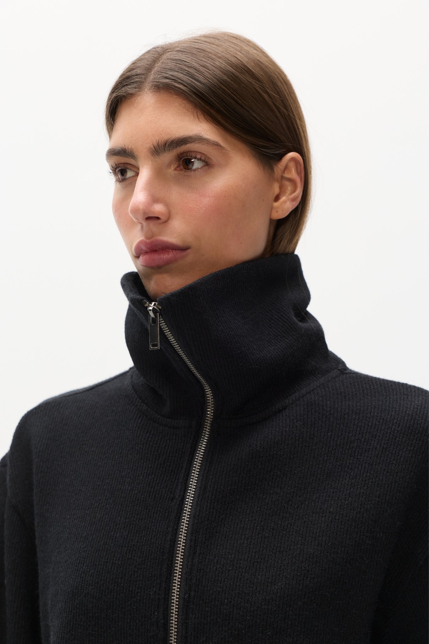 FLORENCE KNIT ZIP THROUGH - BLACK