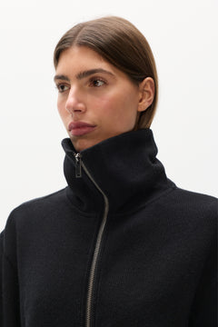 FLORENCE KNIT ZIP THROUGH - BLACK
