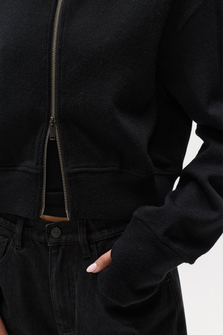 FLORENCE KNIT ZIP THROUGH - BLACK