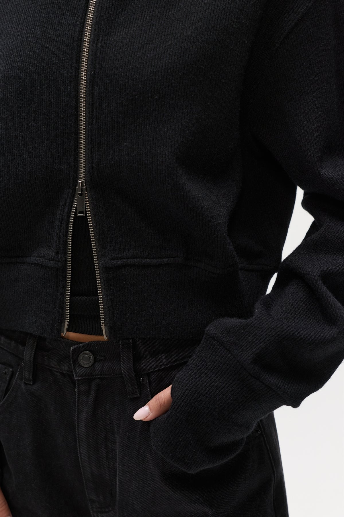 FLORENCE KNIT ZIP THROUGH - BLACK