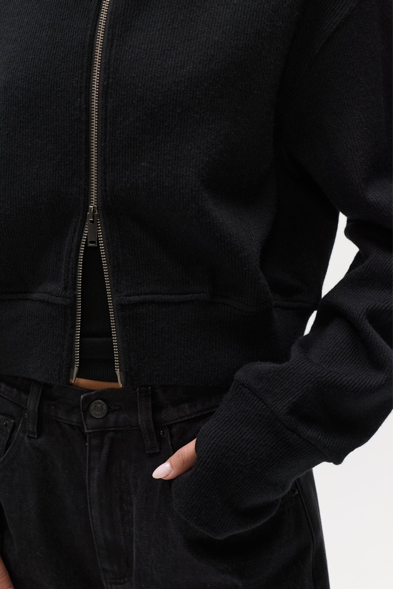 FLORENCE KNIT ZIP THROUGH - BLACK