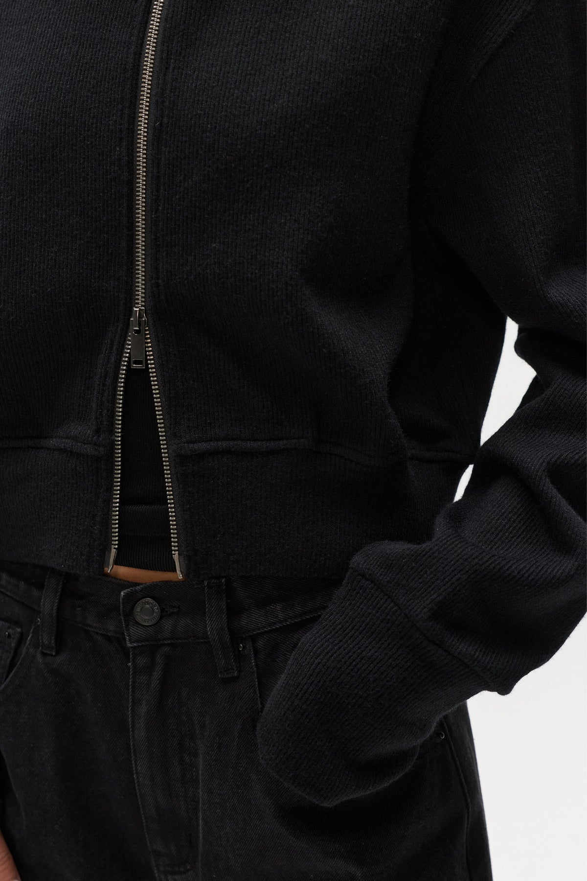 FLORENCE KNIT ZIP THROUGH - BLACK