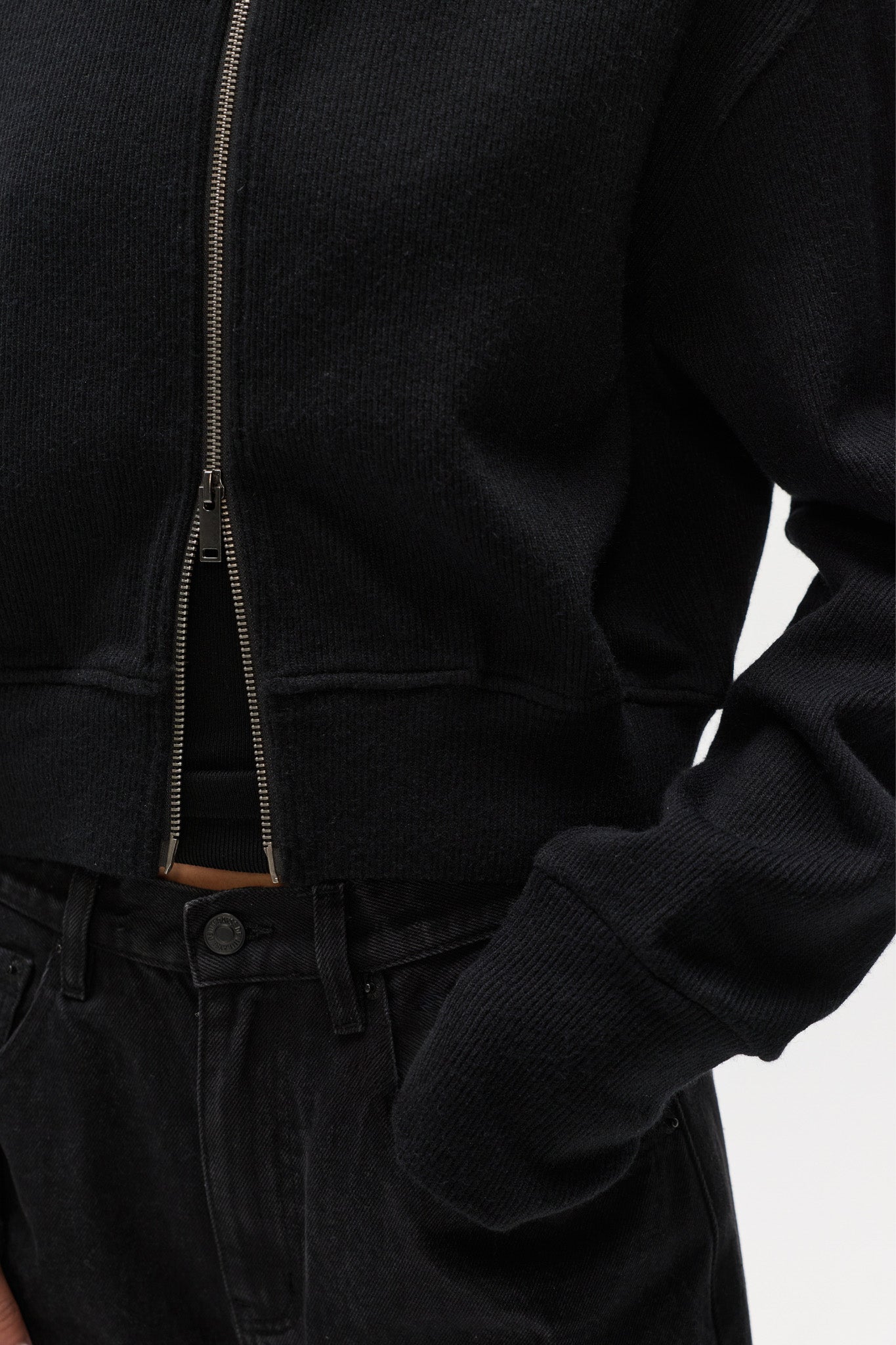 FLORENCE KNIT ZIP THROUGH - BLACK