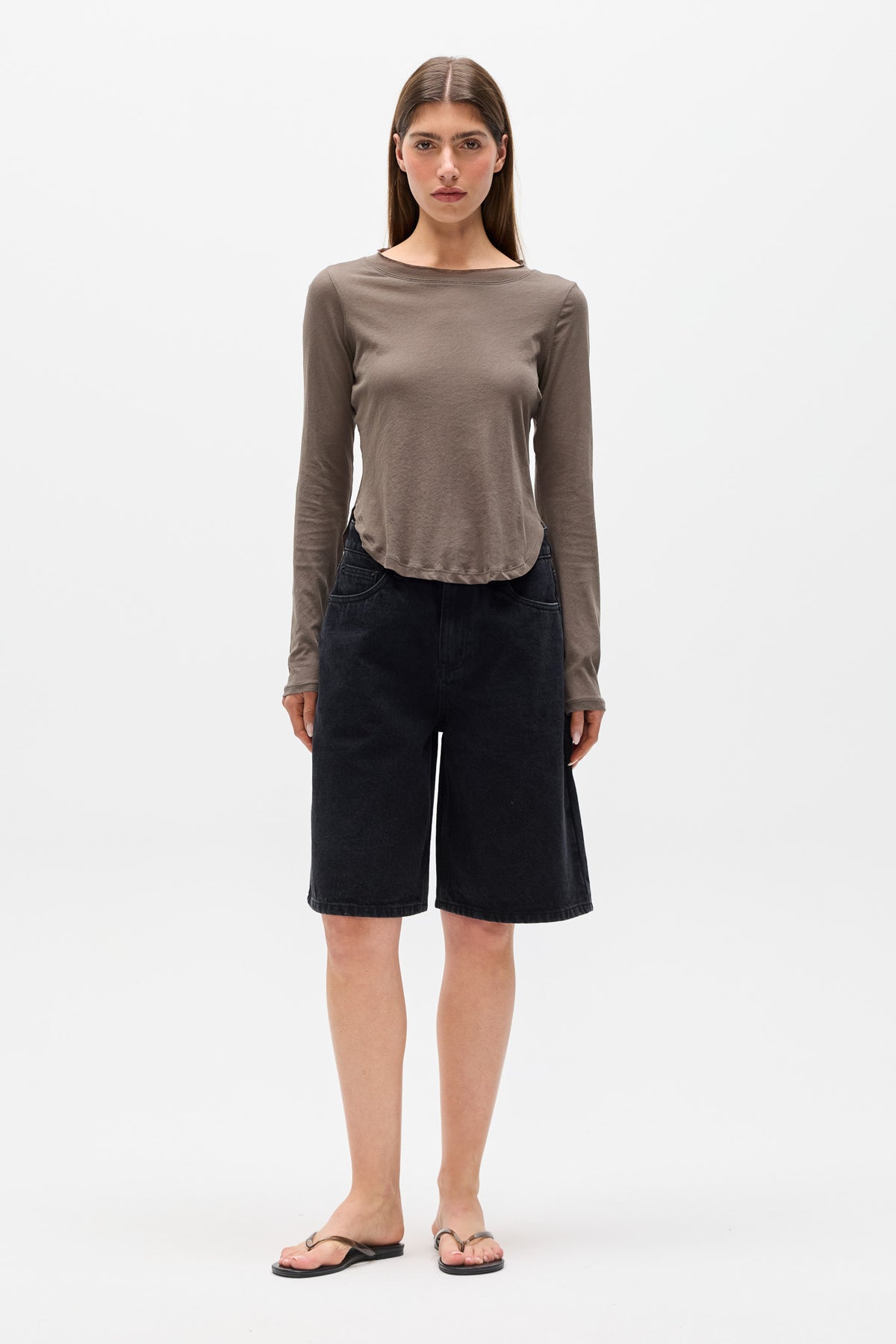FREYA LONG SLEEVE TEE - GREY
