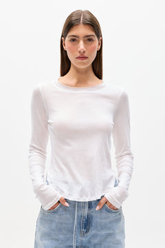 FREYA LONG SLEEVE TEE - SNOW WHITE