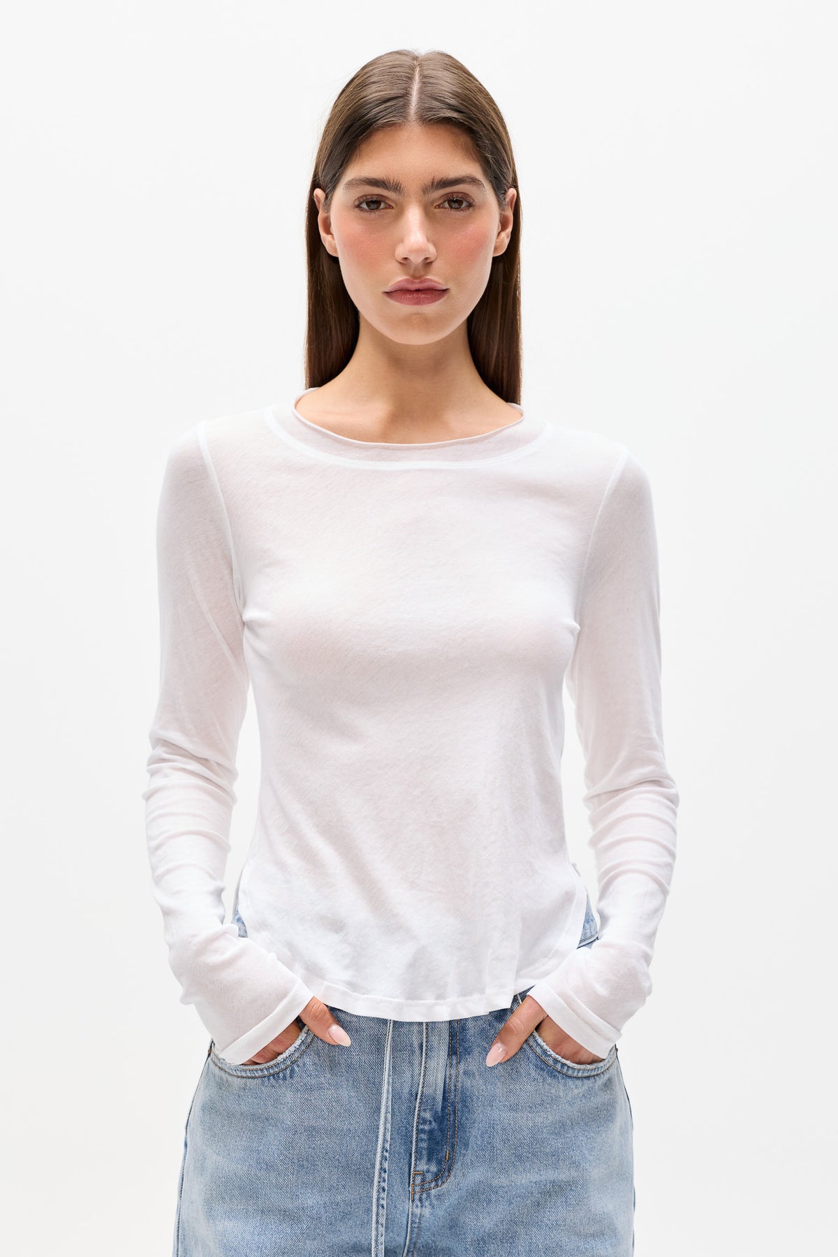 FREYA LONG SLEEVE TEE - SNOW WHITE