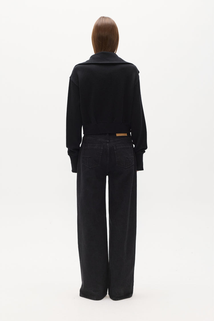 FLORENCE KNIT ZIP THROUGH - BLACK