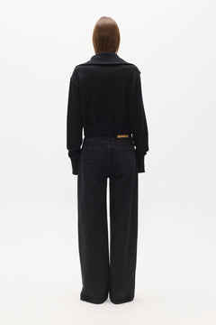 FLORENCE KNIT ZIP THROUGH - BLACK