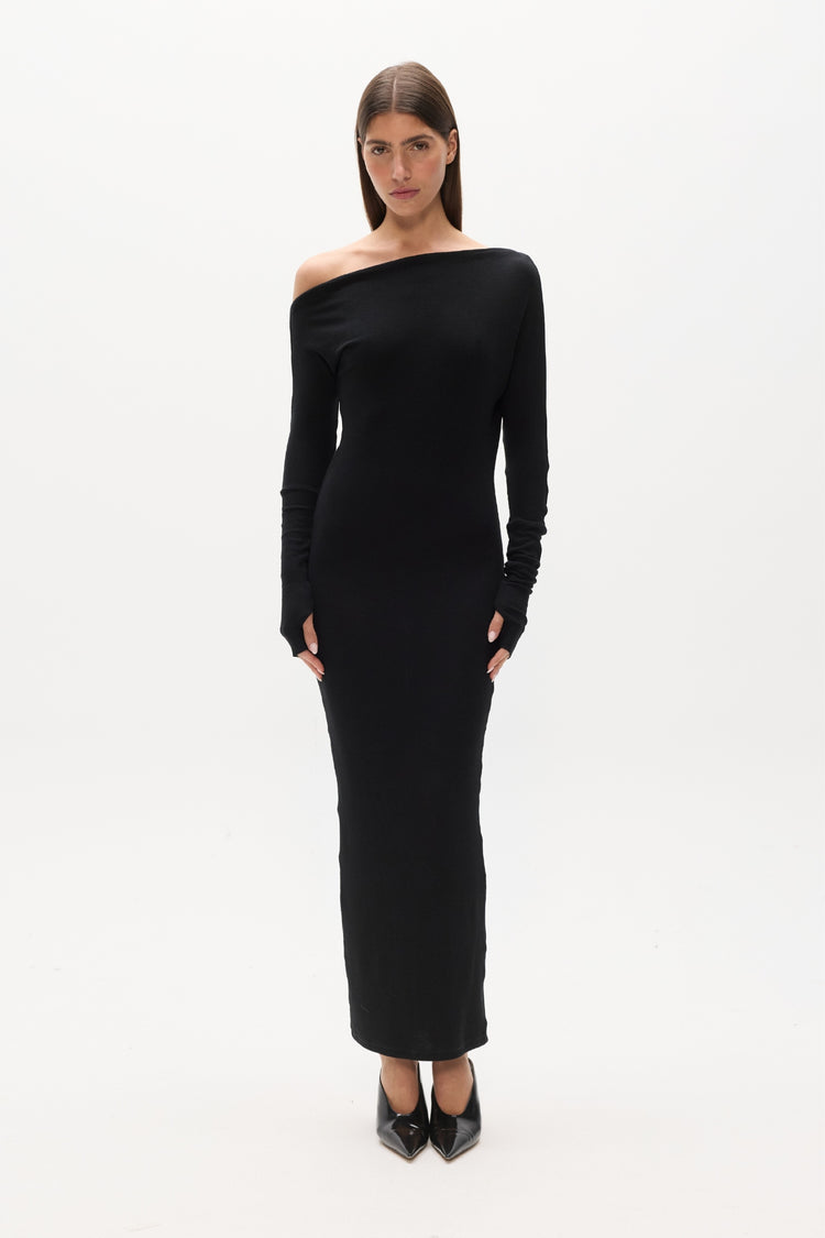 GISELLE KNIT MAXI DRESS - BLACK