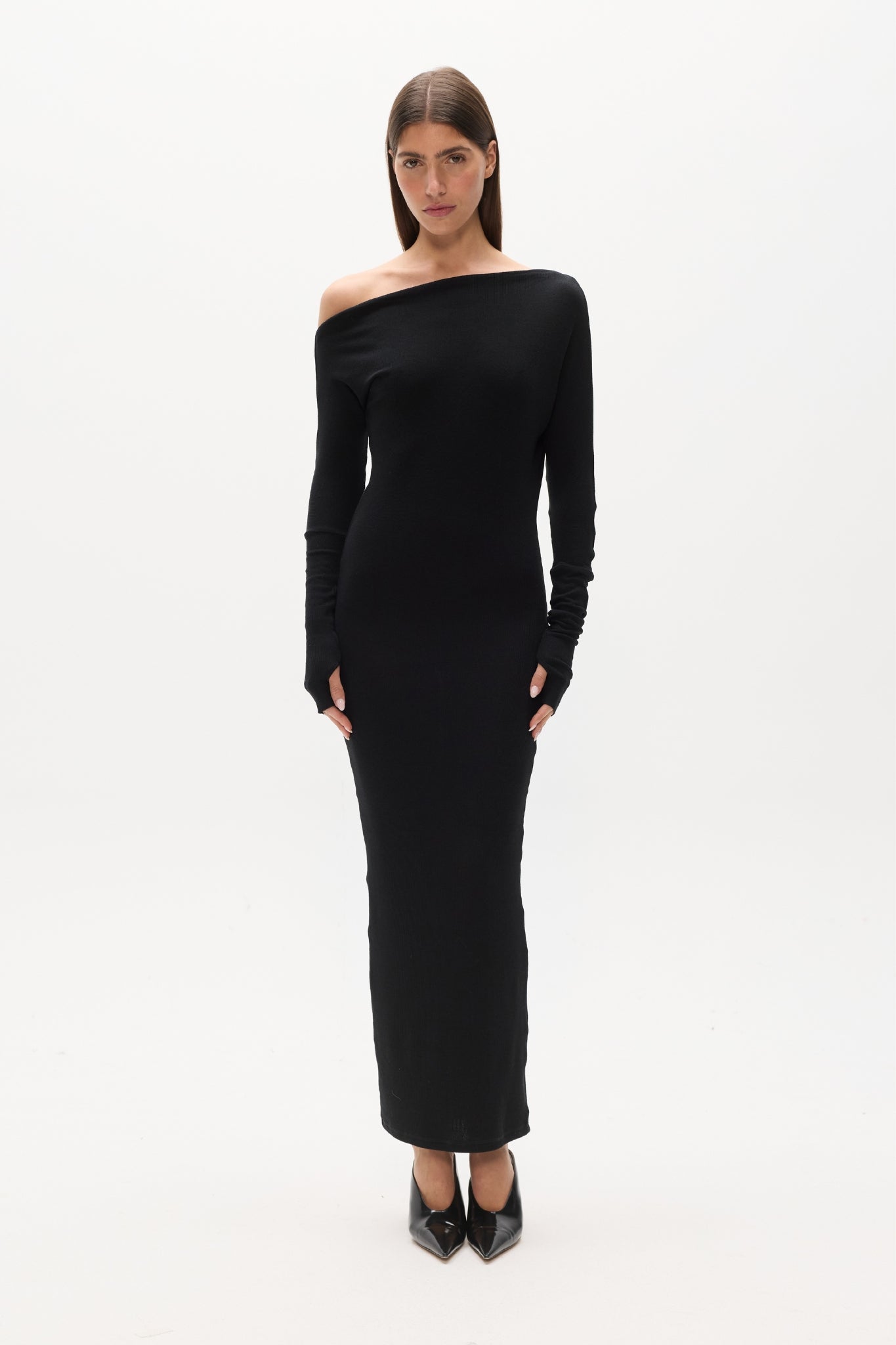 GISELLE KNIT MAXI DRESS - BLACK