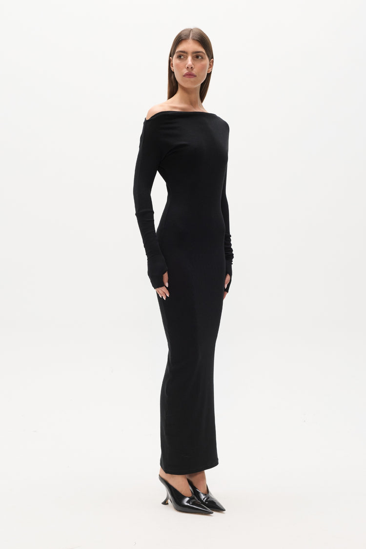 GISELLE KNIT MAXI DRESS - BLACK