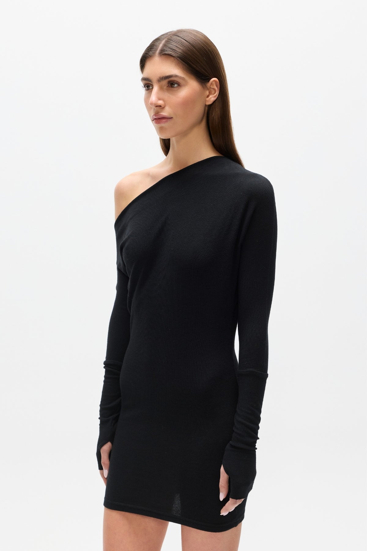 GISELLE KNIT MINI DRESS - BLACK
