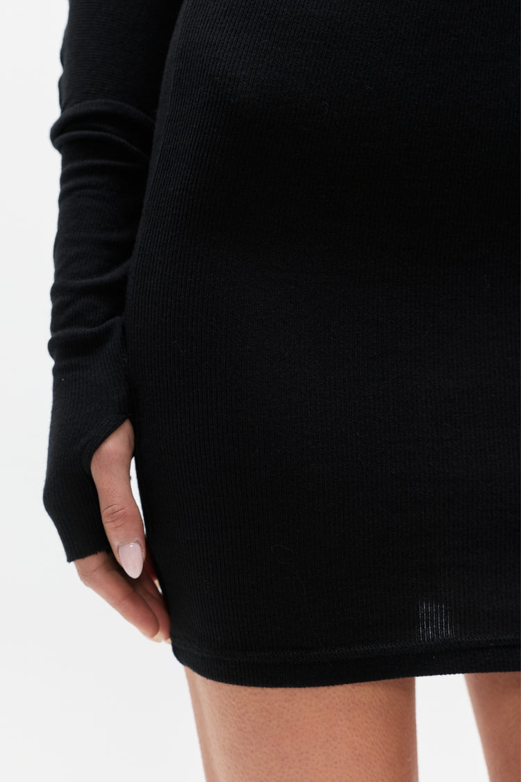 GISELLE KNIT MINI DRESS - BLACK