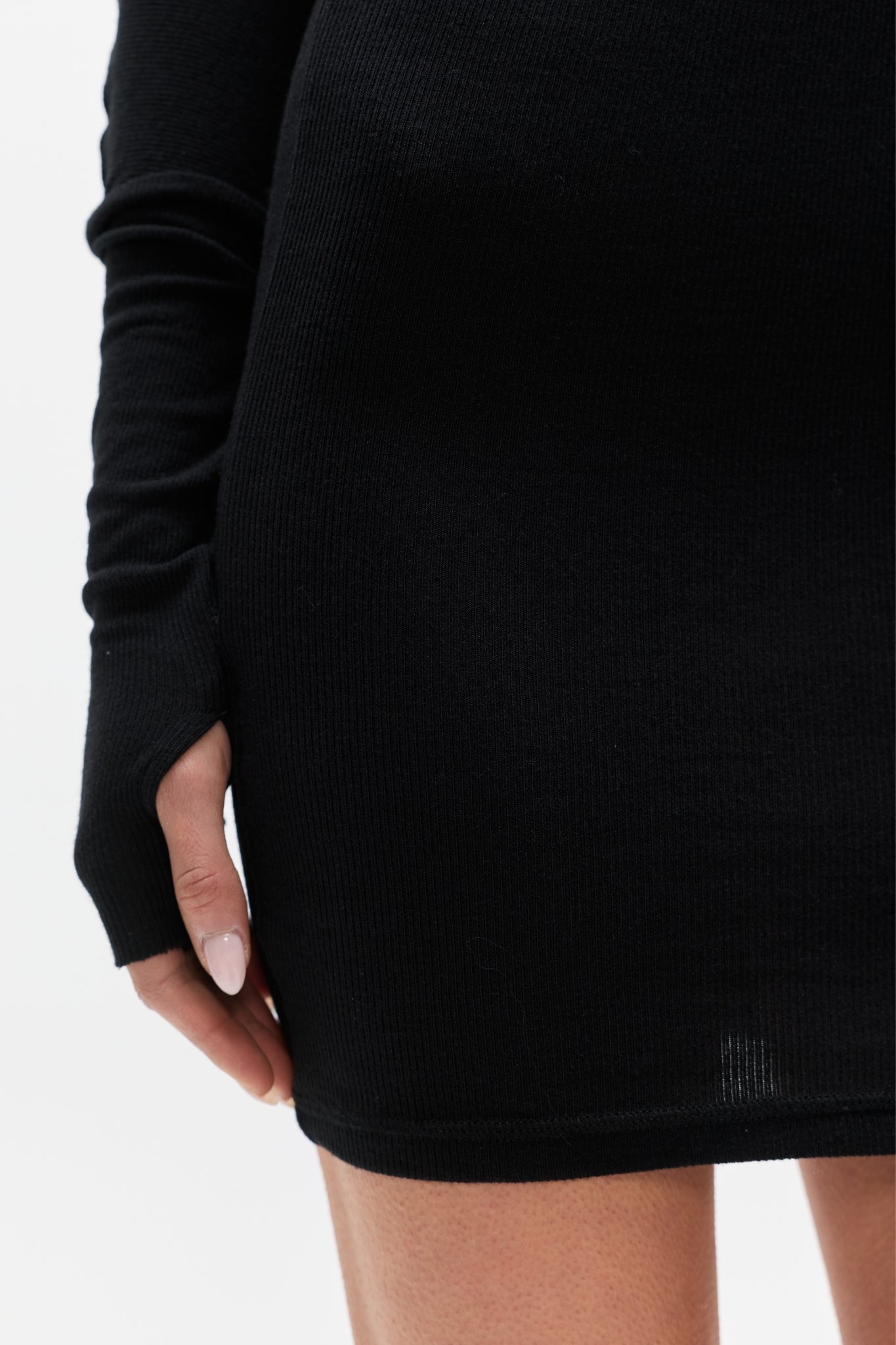 GISELLE KNIT MINI DRESS - BLACK