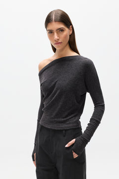 GISELLE KNIT TOP - HEATHER GREY MARLE