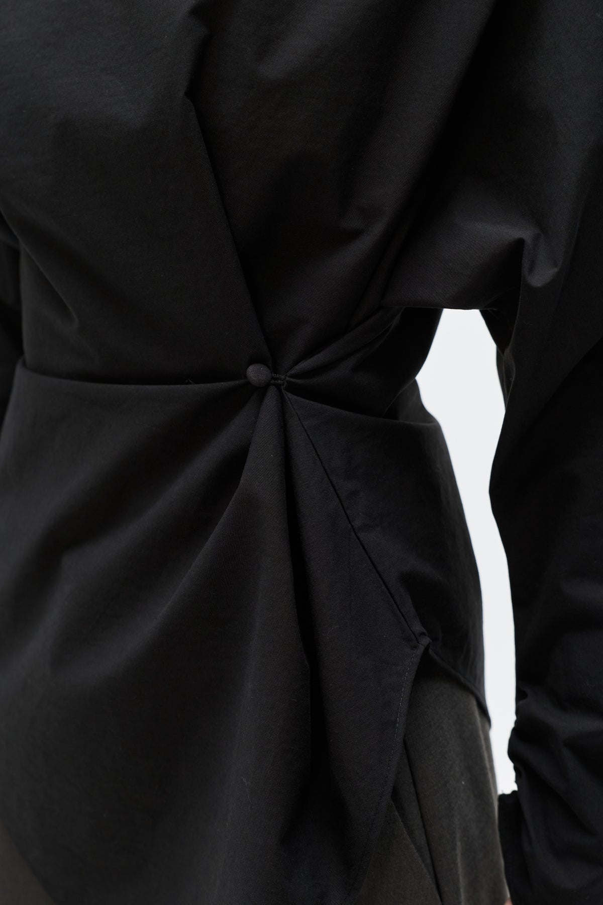 Halthea Draped Twist Top in Black, view 4, Bayse Brand