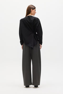 Halthea Draped Twist Top in Black, view 5, Bayse Brand