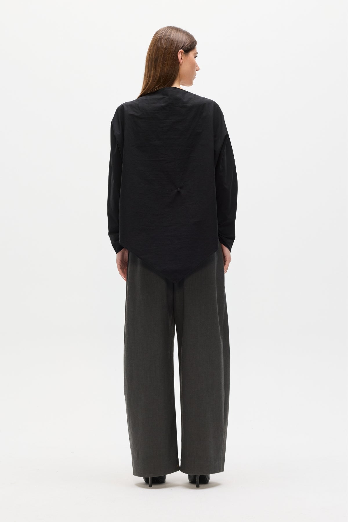 Halthea Draped Twist Top in Black, view 6, Bayse Brand