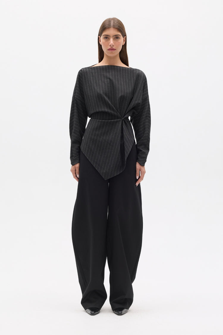 HALTHEA TOP - CHARCOAL PINSTRIPE