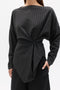 HALTHEA TOP - CHARCOAL PINSTRIPE