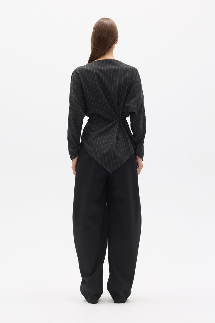 HALTHEA TOP - CHARCOAL PINSTRIPE