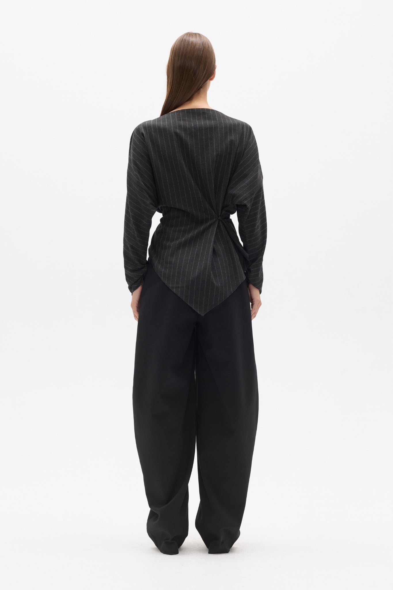 HALTHEA TOP - CHARCOAL PINSTRIPE
