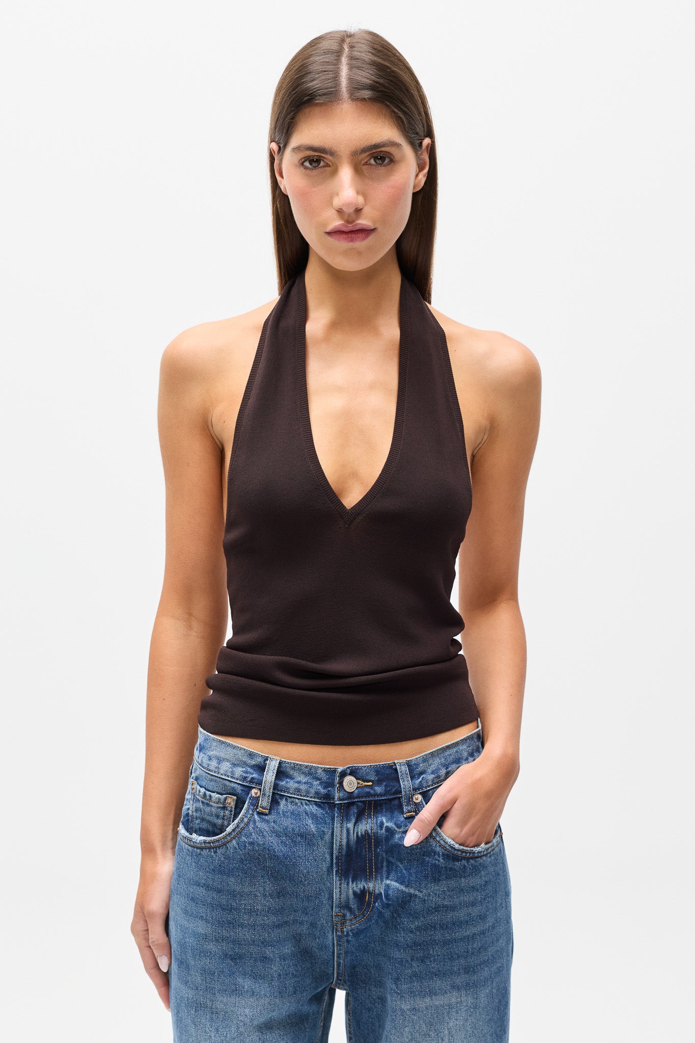 HELENA KNIT TOP - CHOCOLATE