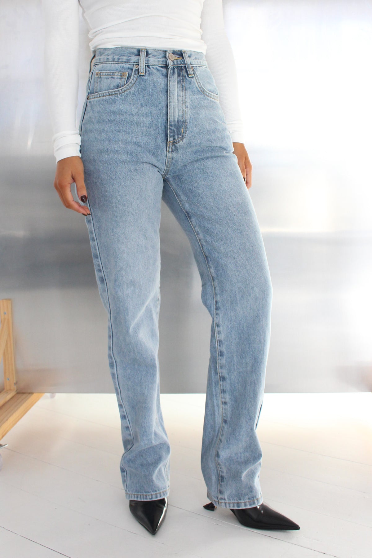 Heidi High Waisted Straight Leg Jean in Atlanta, view 2, Bayse Brand