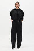 James Cropped Bomber Jacket in Black, view 1, Bayse Brand