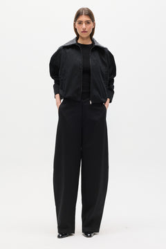 James Cropped Bomber Jacket in Black, view 1, Bayse Brand
