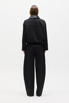 James Cropped Bomber Jacket in Black, view 4, Bayse Brand