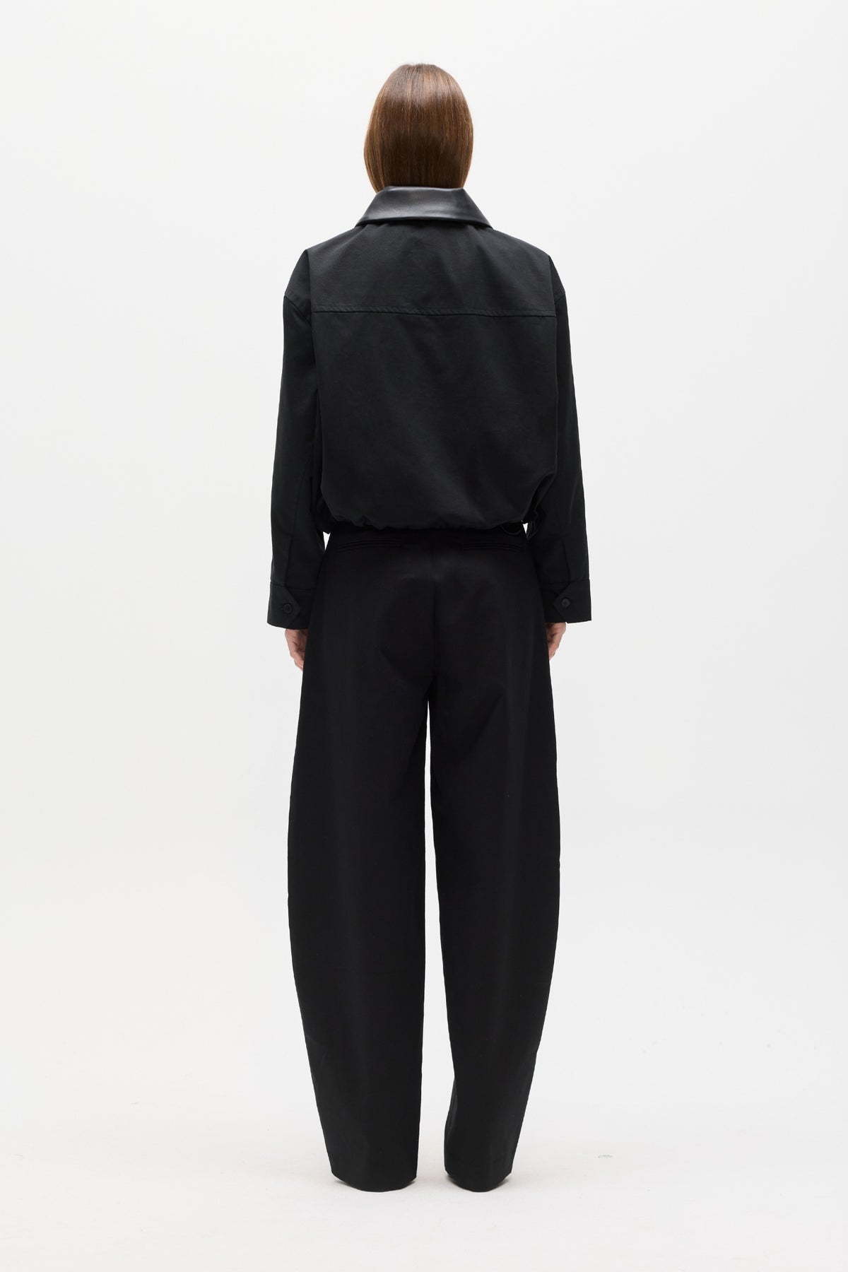 James Cropped Bomber Jacket in Black, view 4, Bayse Brand