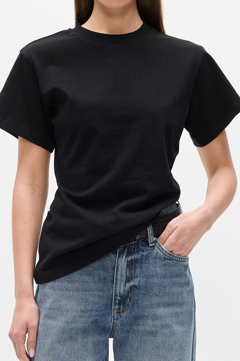 Java Cotton Crew Neck Tee in Black, view 4, Bayse Brand