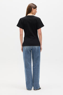 Java Cotton Crew Neck Tee in Black, view 5, Bayse Brand