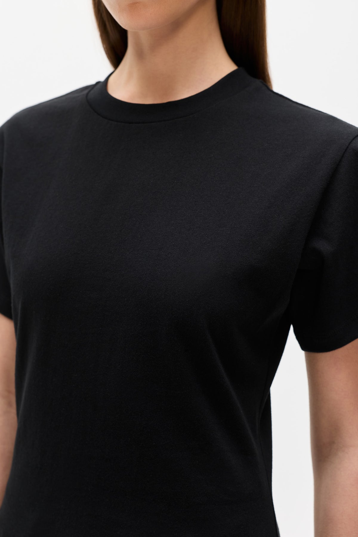 Java Cotton Crew Neck Tee in Black, view 3, Bayse Brand