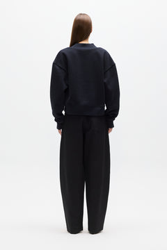 Kiaan Oversized V Neck Top in Marle Black, view 4, Bayse Brand