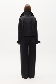 Koa Oversized Cropped Coat in Black, view 4, Bayse Brand