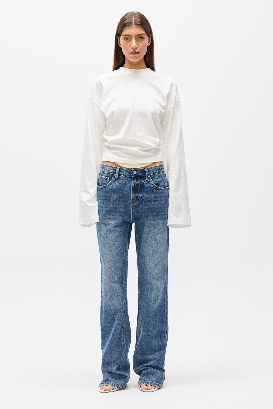 Kate Low Rise Straight Leg Jean in Ash Tide, view 1, Bayse Brand