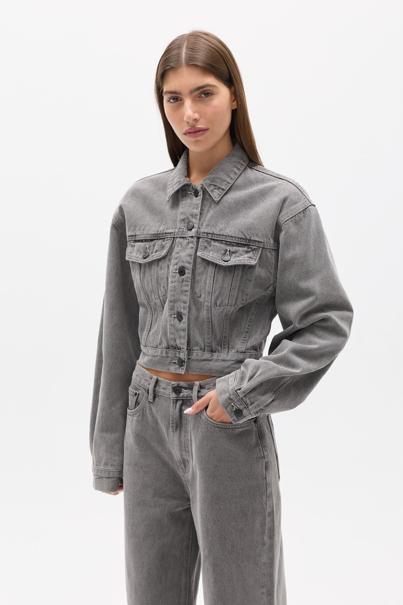 LAINE DENIM JACKET - PORTLAND GREY