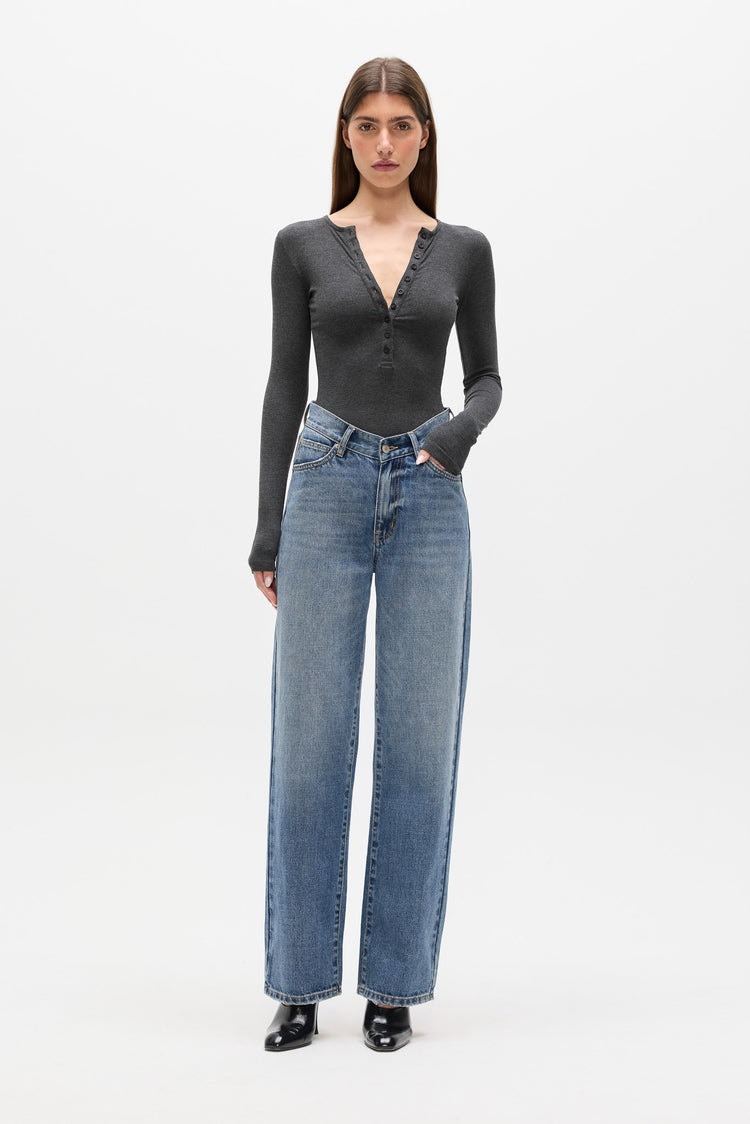 LARA BODYSUIT - DARK HEATHER GREY